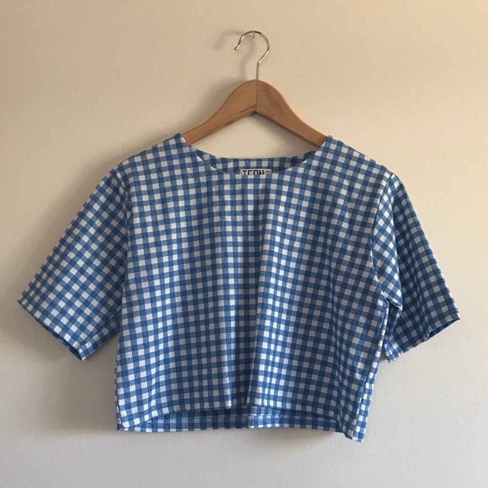 Baby Blue Gingham Crop Top